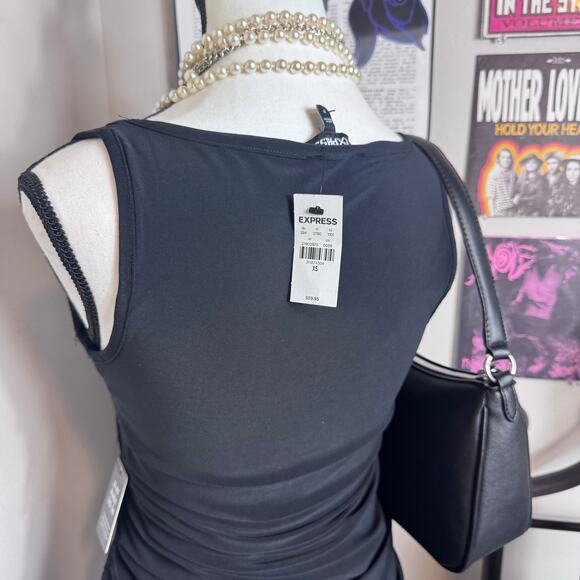 NWT Express Ruched Side Drawstring Bodycon Mini Dress - Picture 4 of 6